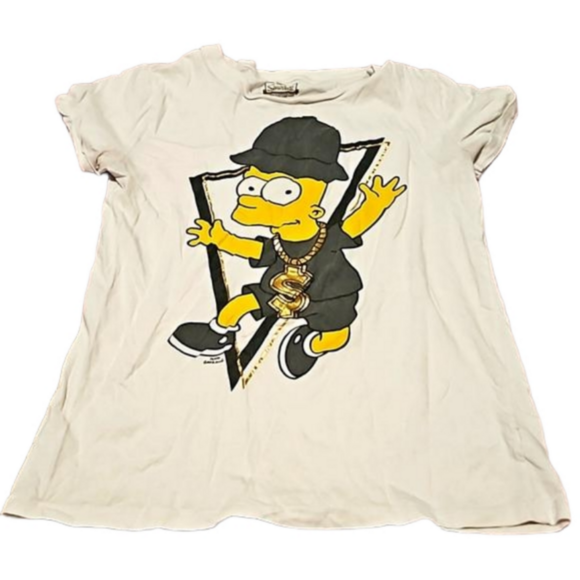 HIP HOP RAP Style Bart Simpson T-Shirt MEDIUM  The Simpsons Gold Chain Money - Picture 2 of 3